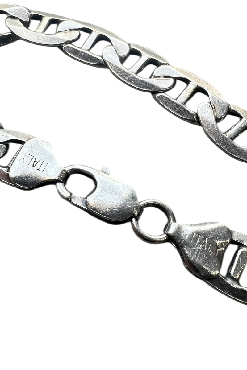 MADE IN ITALY 925 SILVER FIGARO CHAIN BRACELET / SILVER [SIZE: ONE SIZE USED]