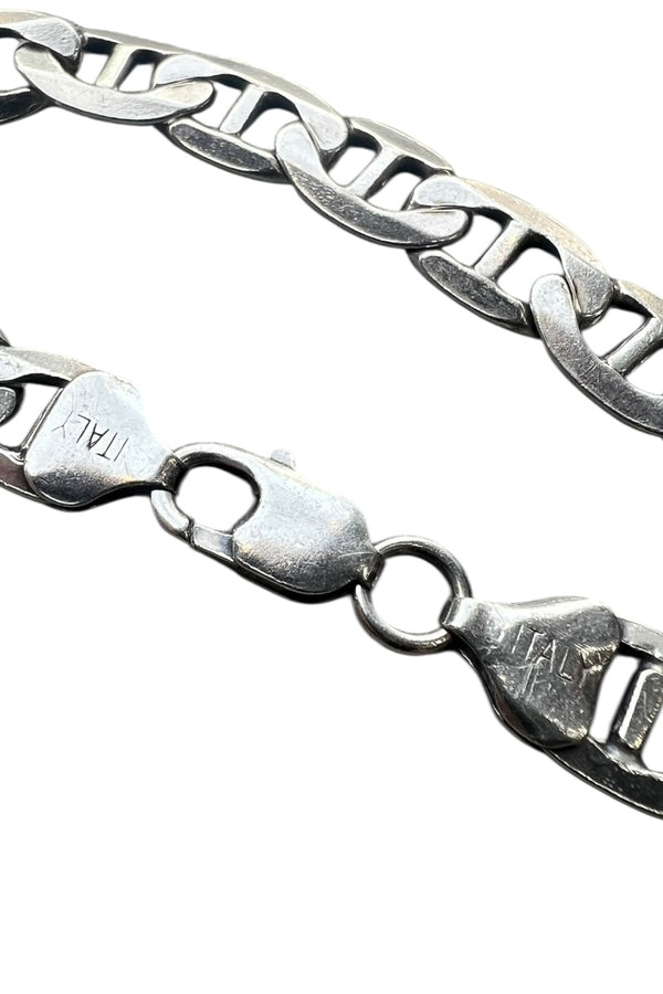 MADE IN ITALY 925 SILVER FIGARO CHAIN BRACELET / SILVER [SIZE: ONE SIZE USED]