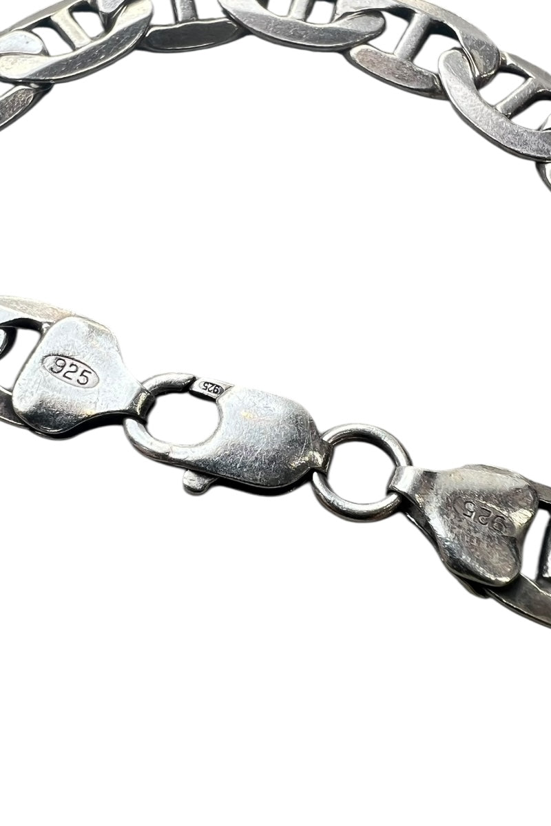 MADE IN ITALY 925 SILVER FIGARO CHAIN BRACELET / SILVER [SIZE: ONE SIZE USED]