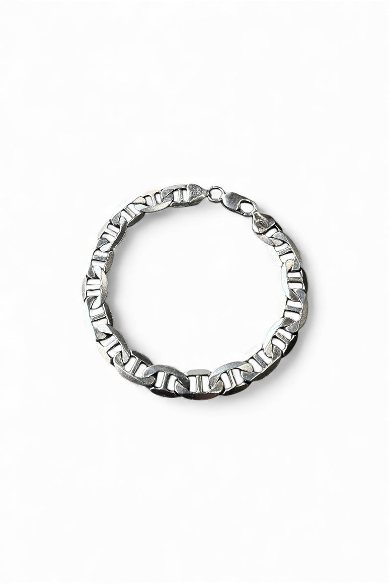 MADE IN ITALY 925 SILVER FIGARO CHAIN BRACELET / SILVER [SIZE: ONE SIZE USED]