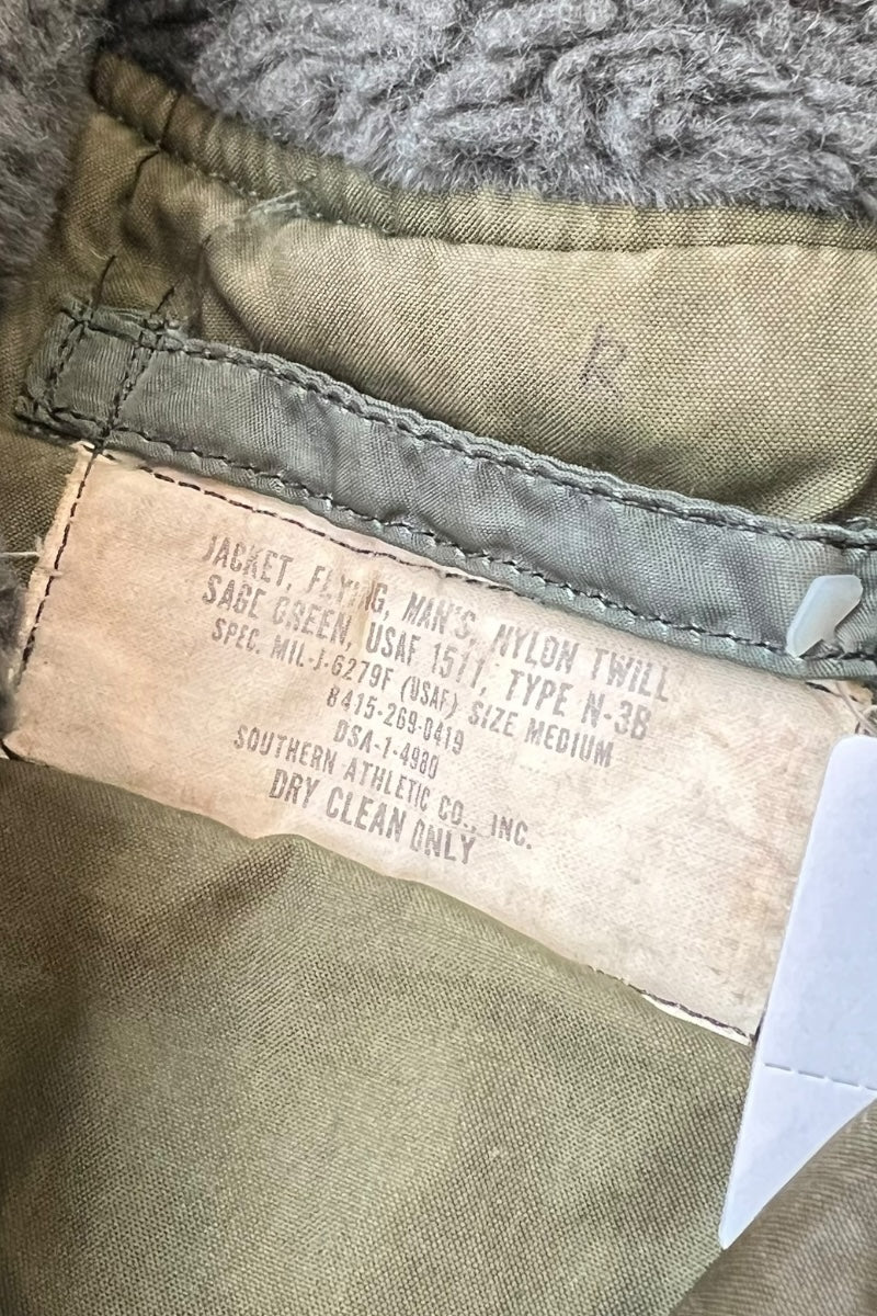 60'S N-3B FLIGHT JACKET SAGE GREEN US MILITARY / OLIVE [SIZE: M USED]