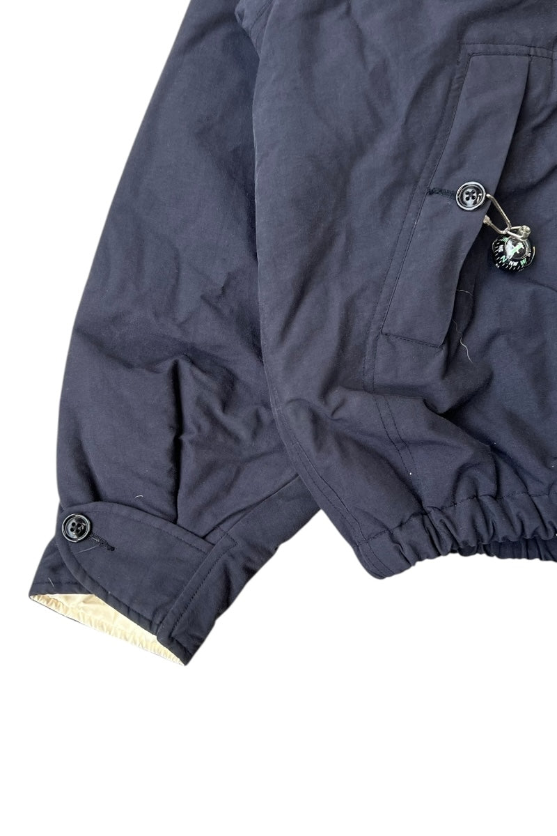90'S PULLOVER HOODIE PUFF JACKET W/FUR / BLACK [SIZE: M USED]