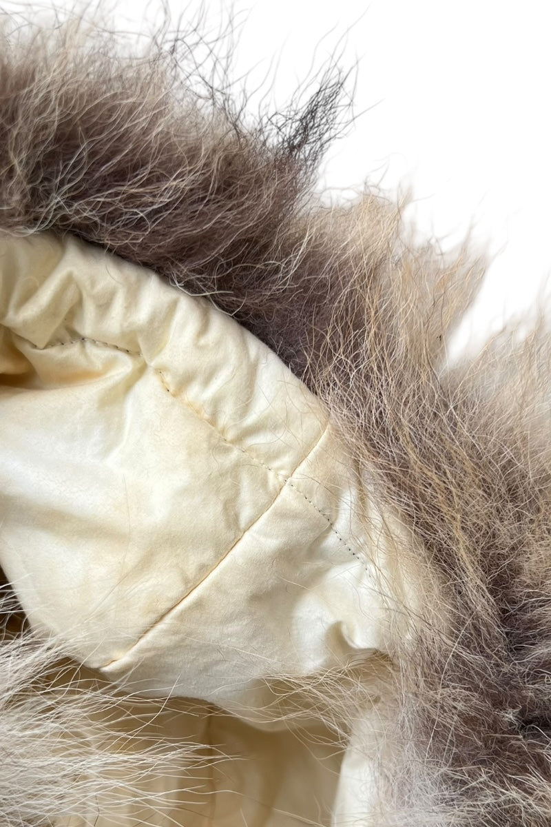 90'S PULLOVER HOODIE PUFF JACKET W/FUR / BLACK [SIZE: M USED]