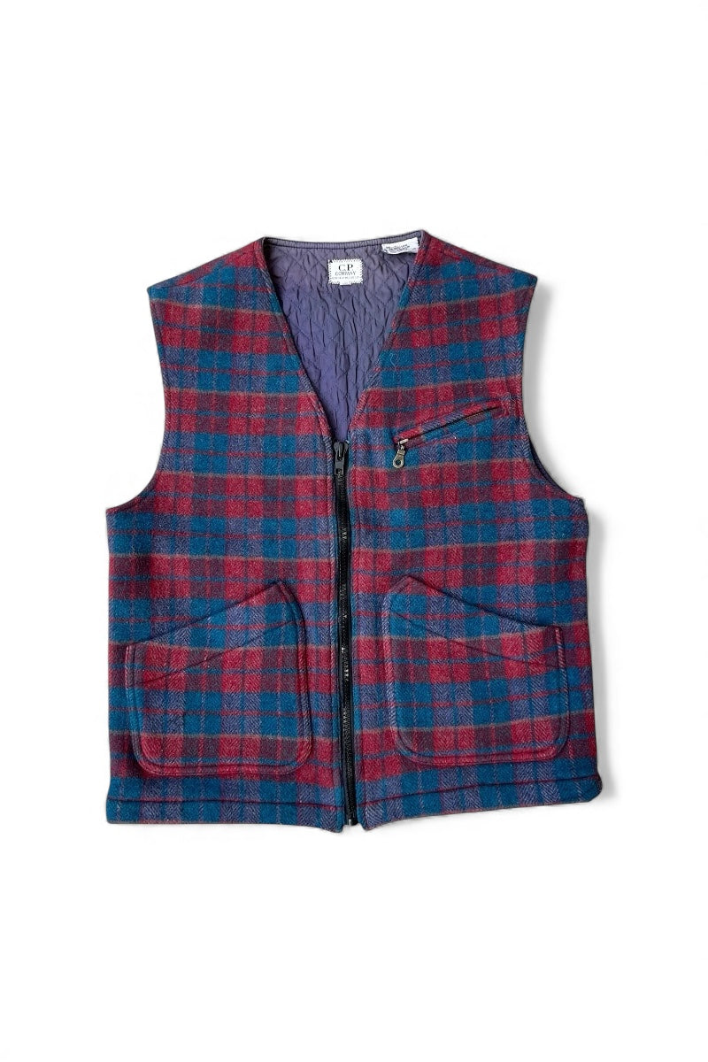 80-90s WOOL VEST MASSIMO OSTI ERA / CHECK [SIZE: 46 USED]