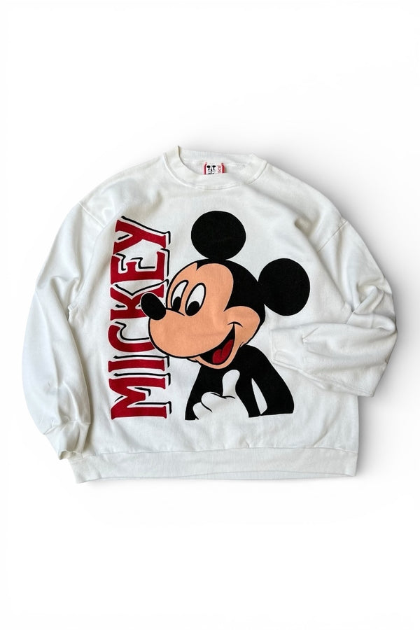 MADE IN USA 90'S MICKEY SWEATSHIRT / WHITE [SIZE: XL USED]