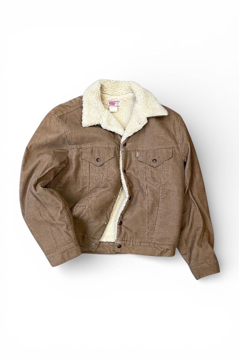 MADE IN USA 70'S CORDUROY BOA JACKET / BEIGE [SIZE: 44 USED]