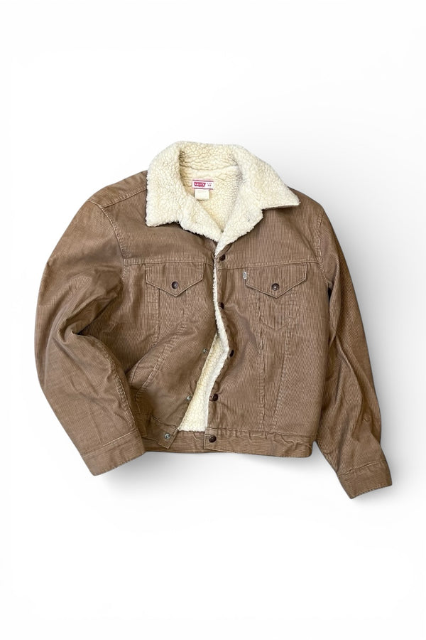 MADE IN USA 70'S CORDUROY BOA JACKET / BEIGE [SIZE: 44 USED]