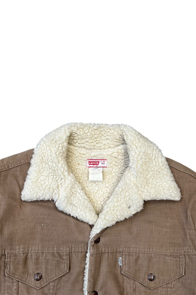 MADE IN USA 70'S CORDUROY BOA JACKET / BEIGE [SIZE: 44 USED]