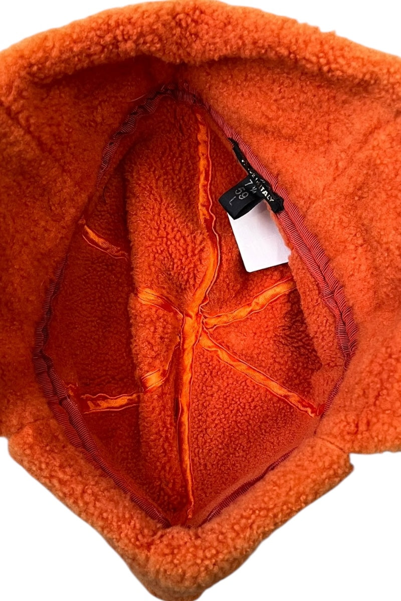 MADE IN ITALY 90'S SUEDE SHEARING HAT / ORANGE [SIZE: L USED]