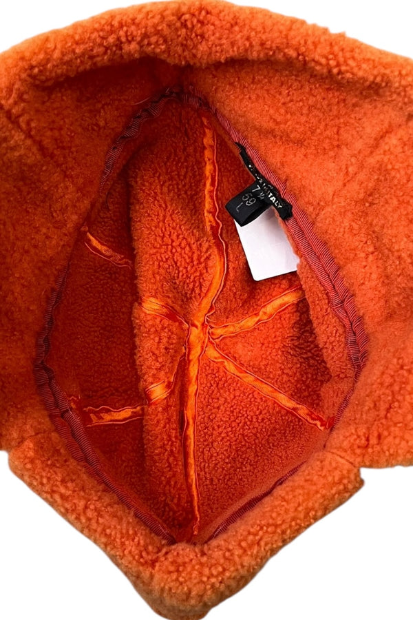 MADE IN ITALY 90'S SUEDE SHEARING HAT / ORANGE [SIZE: L USED]