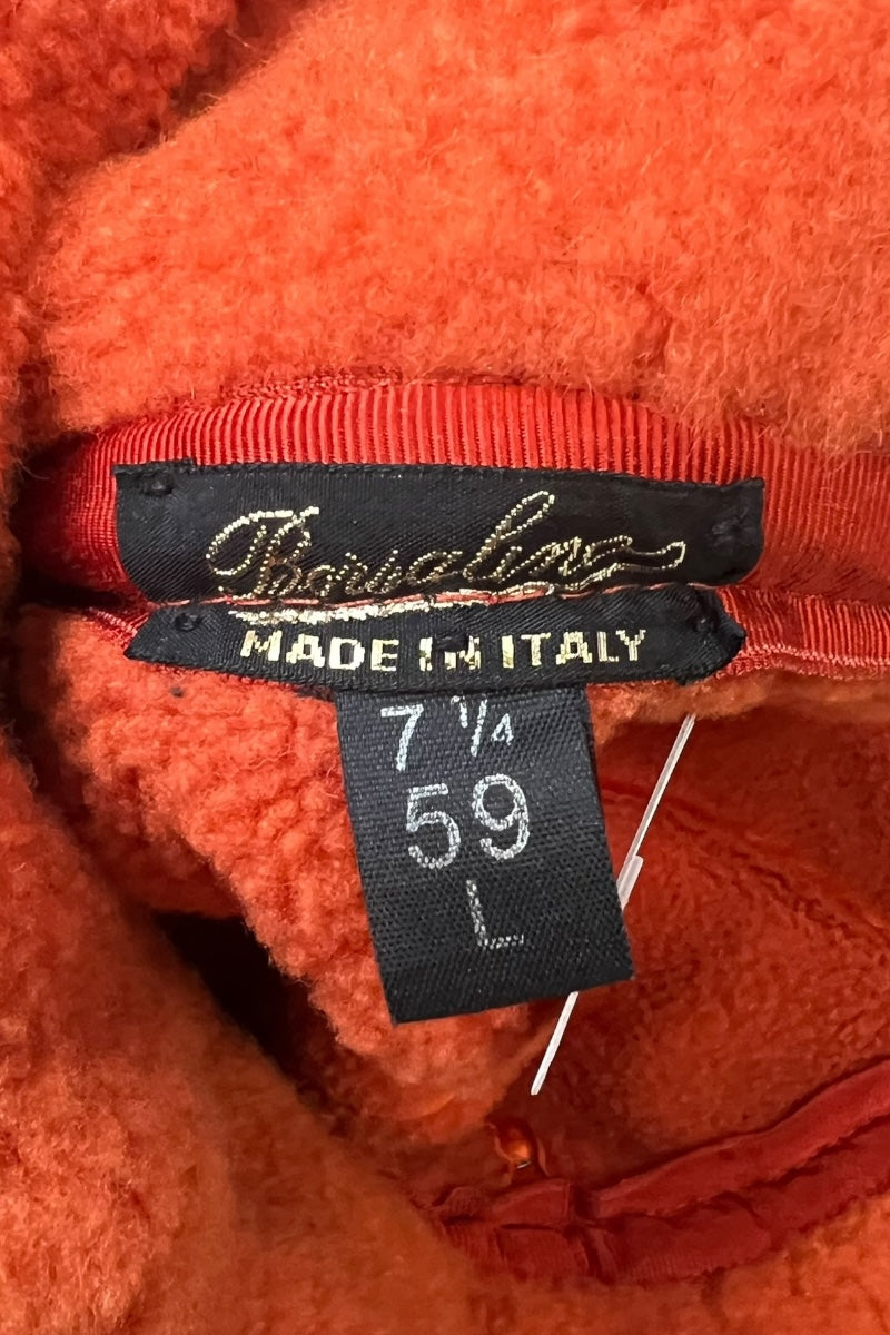 MADE IN ITALY 90'S SUEDE SHEARING HAT / ORANGE [SIZE: L USED]