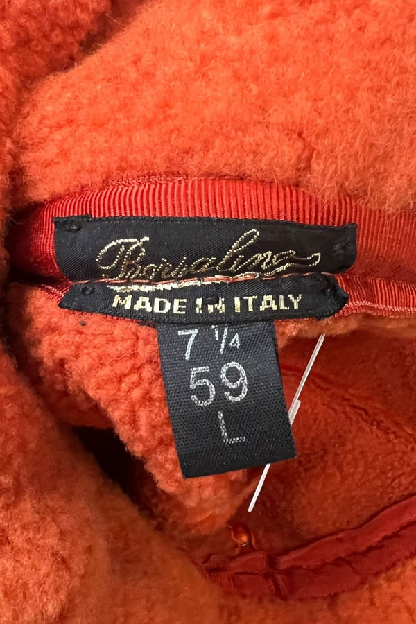 MADE IN ITALY 90'S SUEDE SHEARING HAT / ORANGE [SIZE: L USED]
