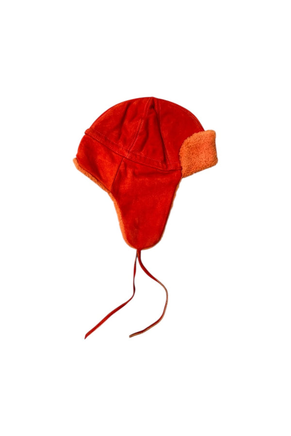 MADE IN ITALY 90'S SUEDE SHEARING HAT / ORANGE [SIZE: L USED]