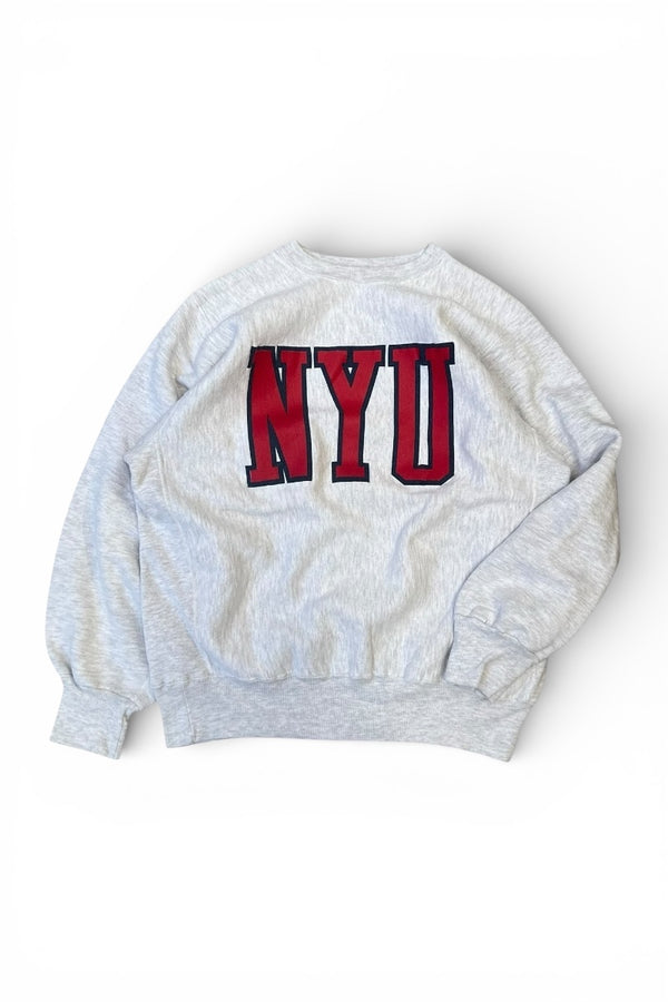 MADE IN USA 90'S NYU COLLEGE SWEATSHIRT / GRAY [SIZE: L USED]