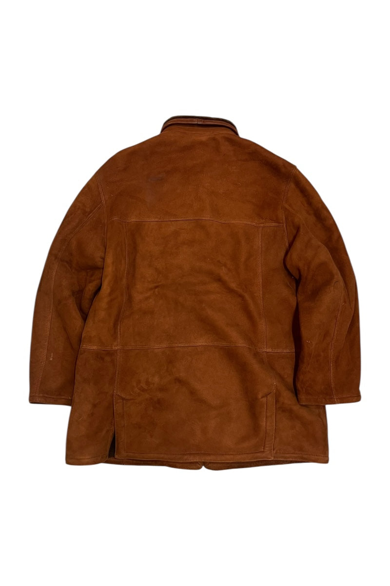 MADE IN ITALY 90'S SHEARING LEATHER JACKET / BROWN [SIZE: M USED]