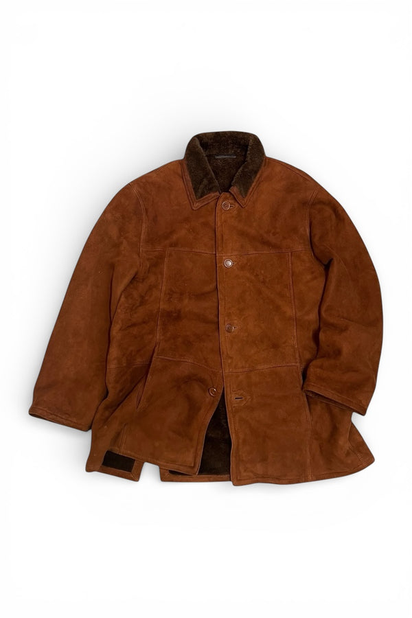 MADE IN ITALY 90'S SHEARING LEATHER JACKET / BROWN [SIZE: M USED]