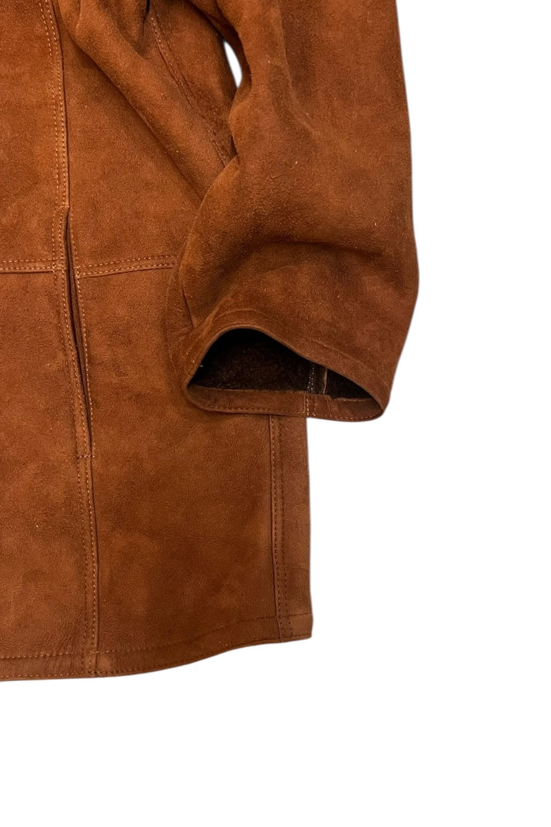 MADE IN ITALY 90'S SHEARING LEATHER JACKET / BROWN [SIZE: M USED]