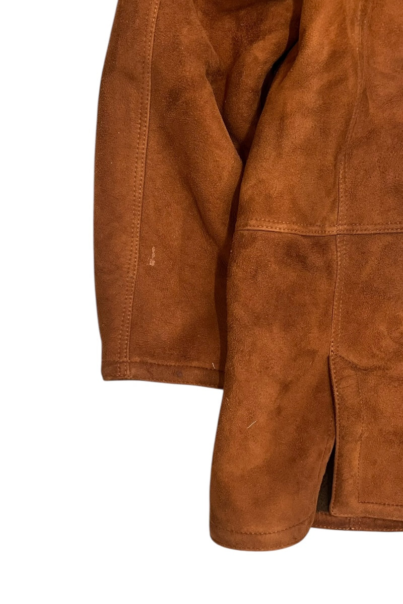 MADE IN ITALY 90'S SHEARING LEATHER JACKET / BROWN [SIZE: M USED]