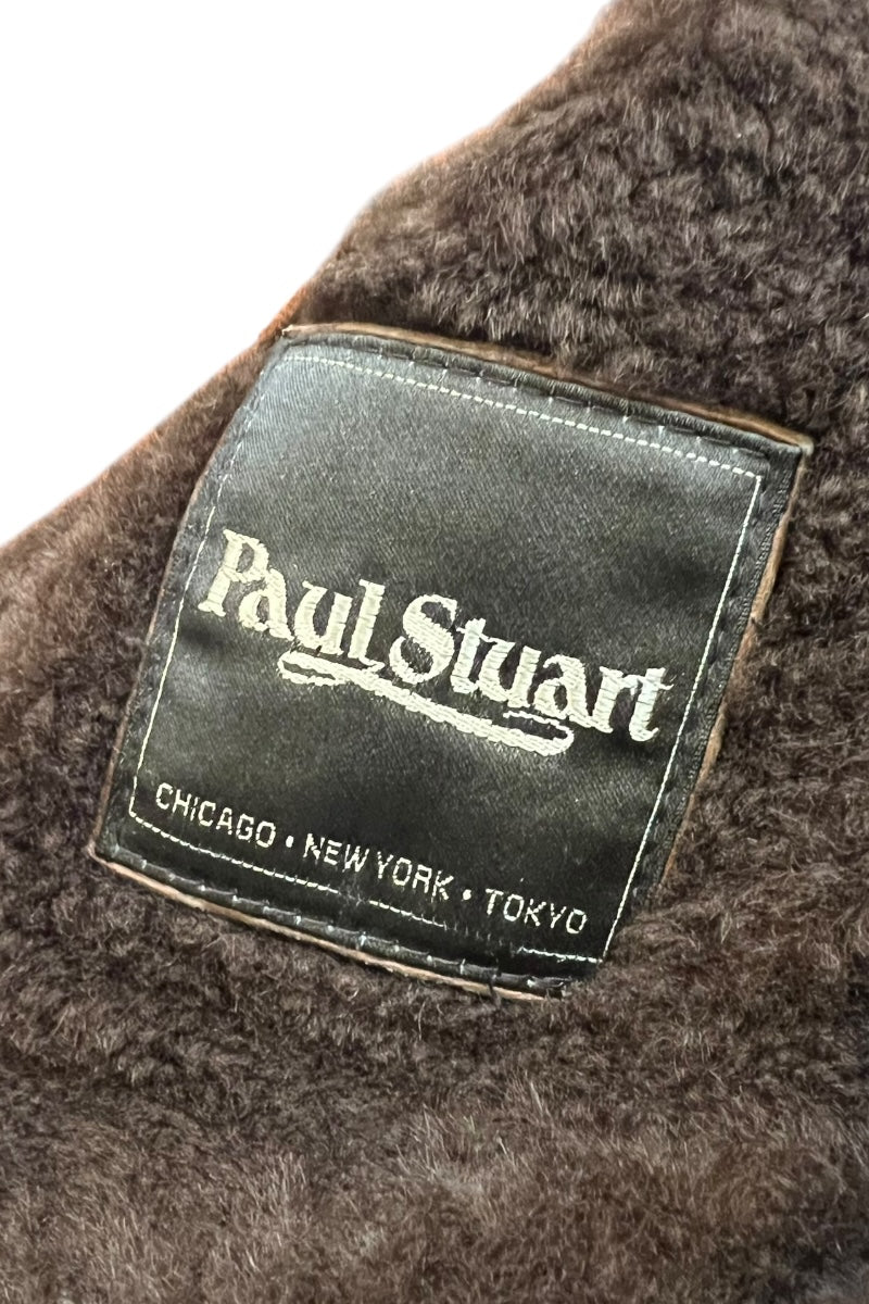 MADE IN ITALY 90'S SHEARING LEATHER JACKET / BROWN [SIZE: M USED]
