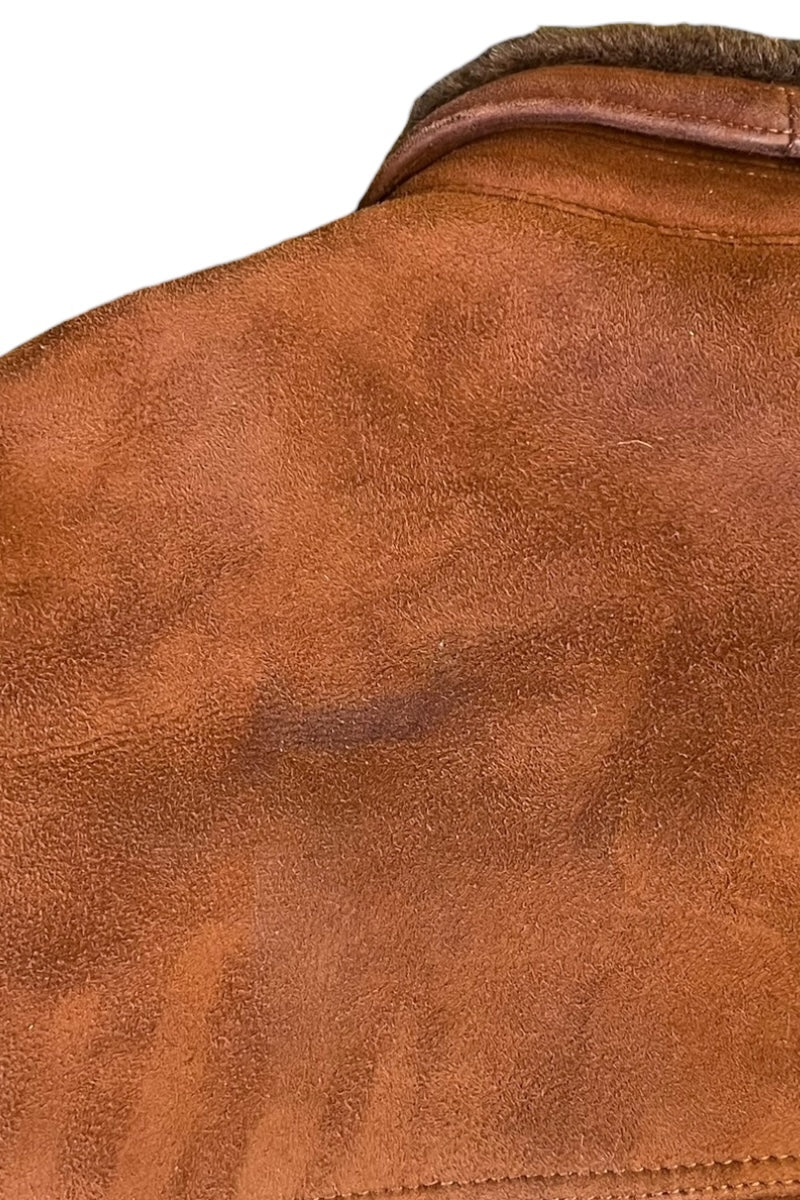 MADE IN ITALY 90'S SHEARING LEATHER JACKET / BROWN [SIZE: M USED]