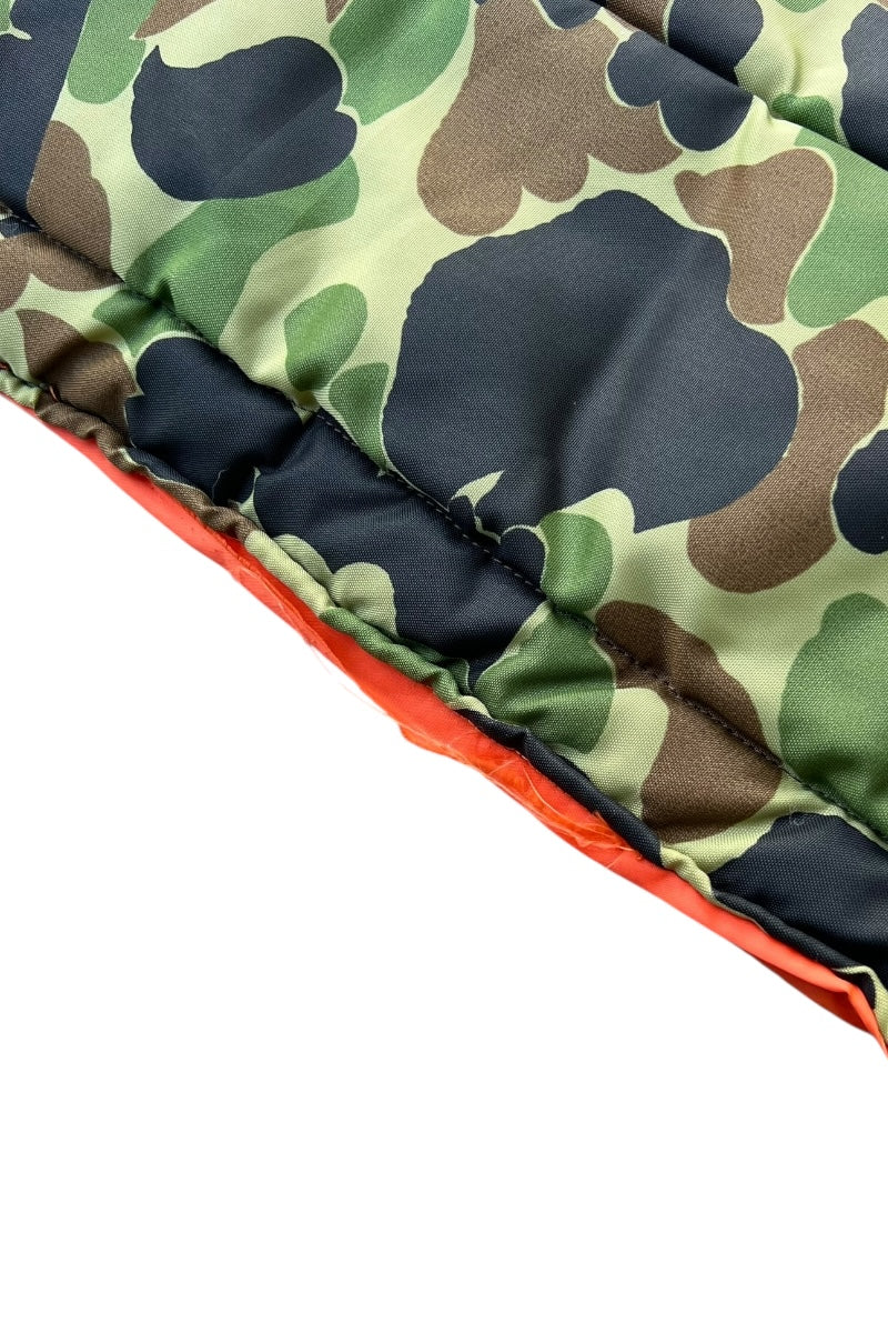 MADE IN USA 70-80'S DUCKHUNT CAMO NYLON PUFF REVERSIBLE VEST / CAMO [SIZE: L USED]
