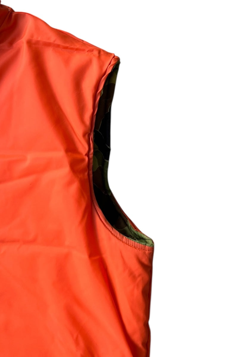 MADE IN USA 70-80'S DUCKHUNT CAMO NYLON PUFF REVERSIBLE VEST / CAMO [SIZE: L USED]
