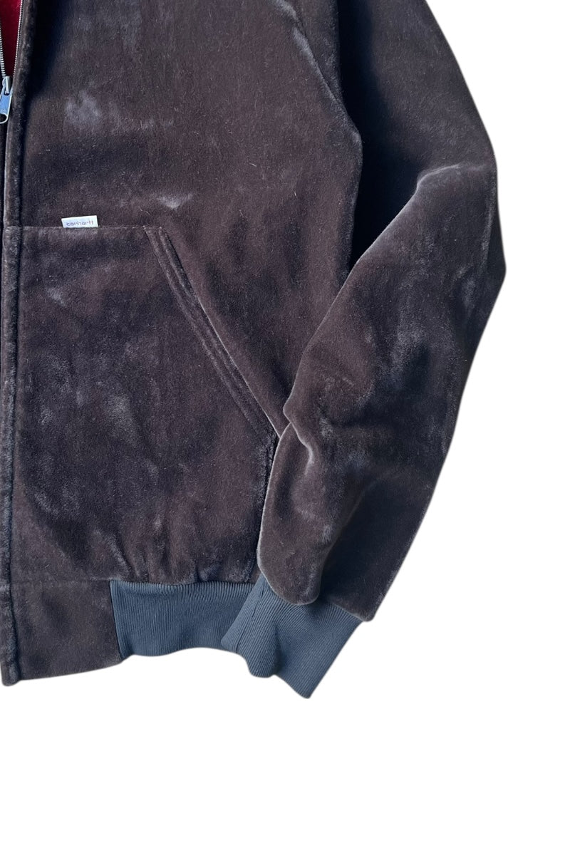 MADE IN USA 80'S VELOUR ZIP HOODIE JACKET / BLACK [SIZE: M USED]