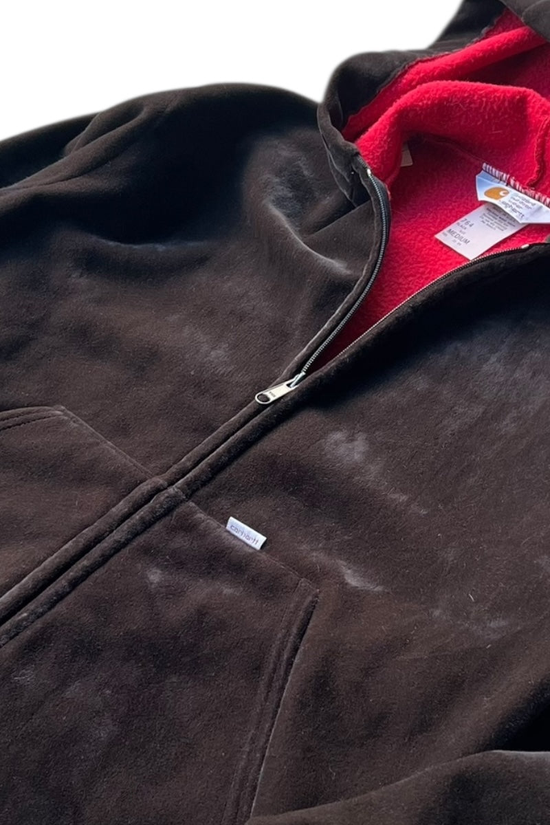 MADE IN USA 80'S VELOUR ZIP HOODIE JACKET / BLACK [SIZE: M USED]
