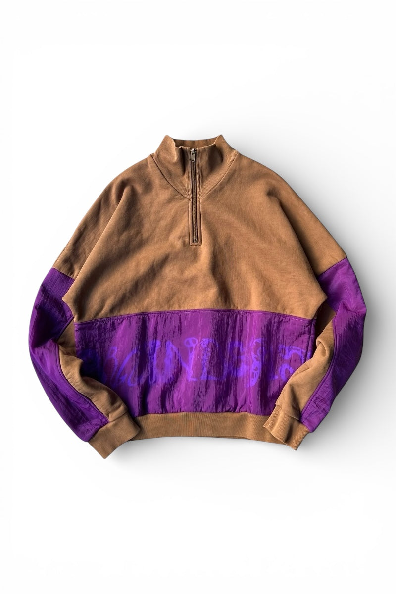 21AW BICOLOR HALF-ZIP SWEATSHIRT / BROWN [SIZE: S USED]