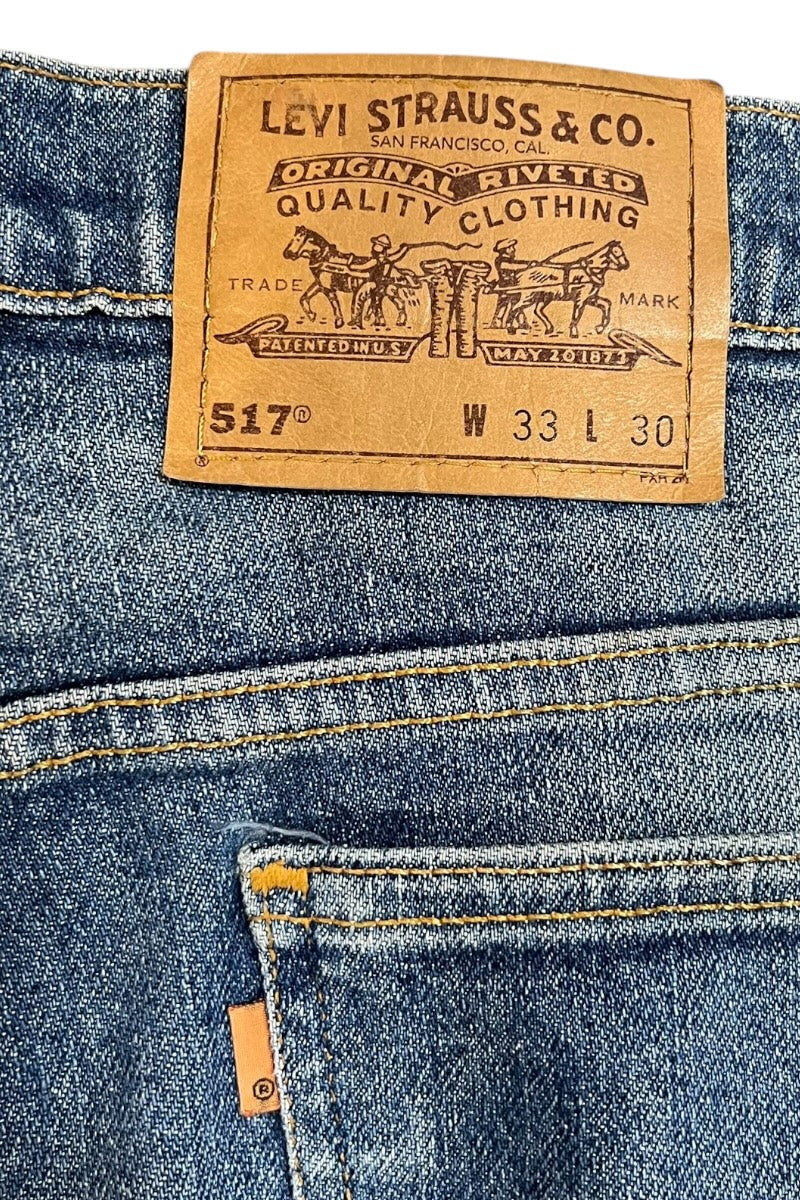 MADE IN USA 96'S 517 DENIM PANTS ORANGE TAB / INDIGO [SIZE: 33 USED]
