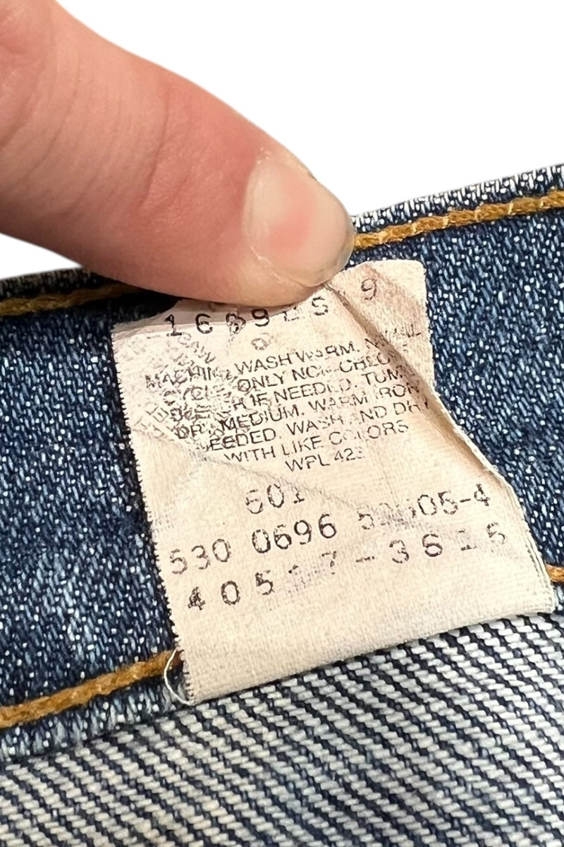 MADE IN USA 96'S 517 DENIM PANTS ORANGE TAB / INDIGO [SIZE: 33 USED]