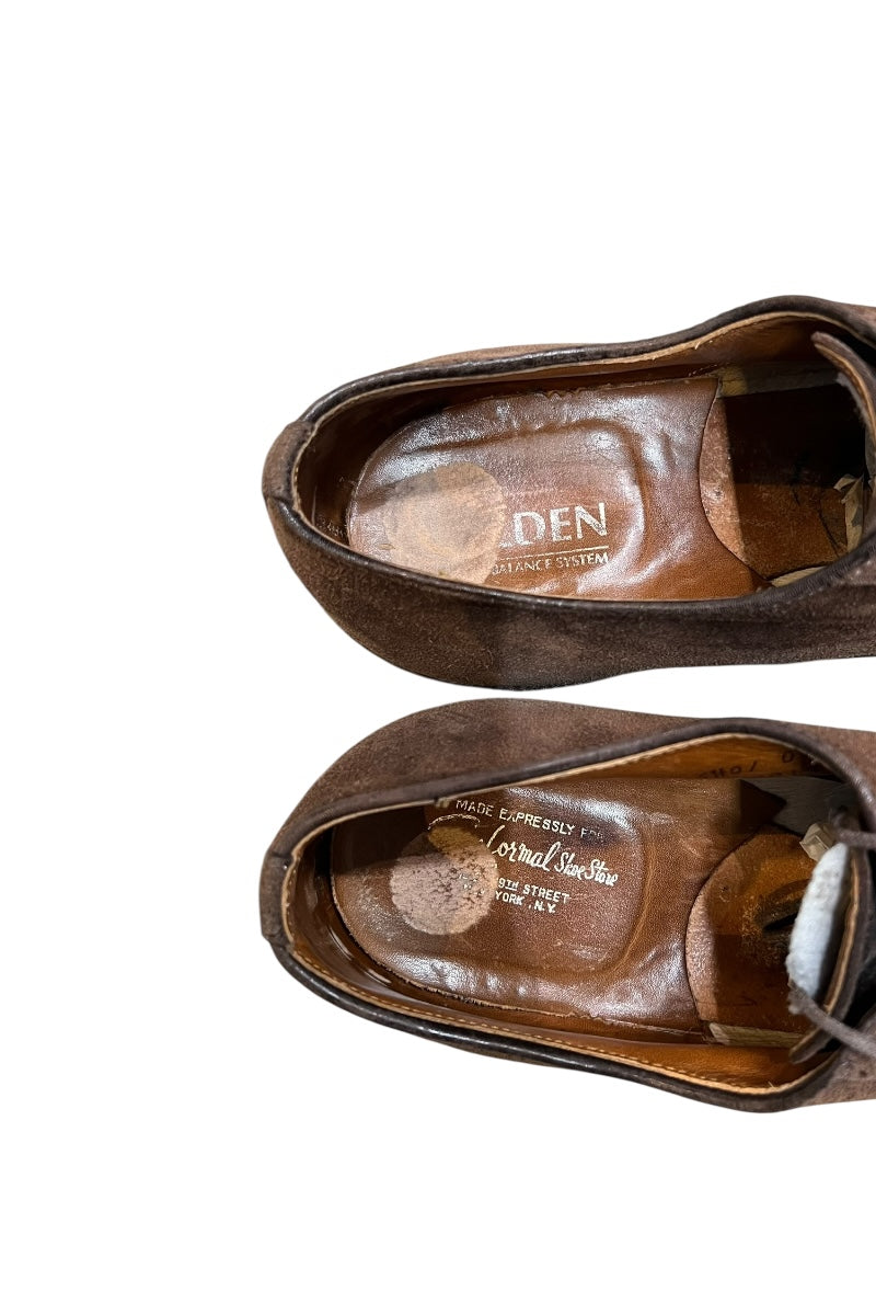 80's 5913 PLAIN TOE SUEDE SHOES WITH SHOE TREE / BROWN [SIZE: US9.0 (27.5cm) USED]