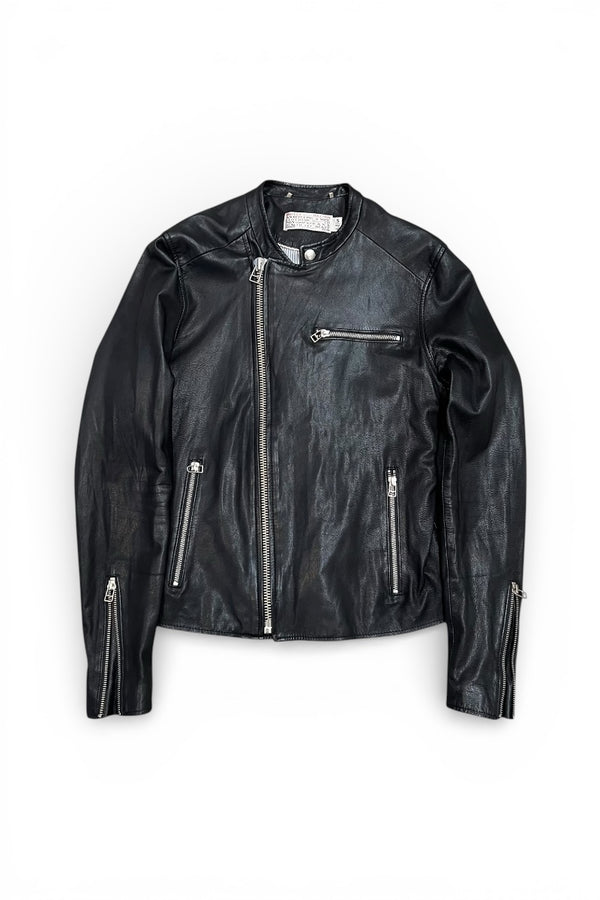 LEATHER BIKER JACKET / BLACK [SIZE: S USED]