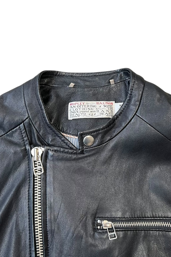 LEATHER BIKER JACKET / BLACK [SIZE: S USED]