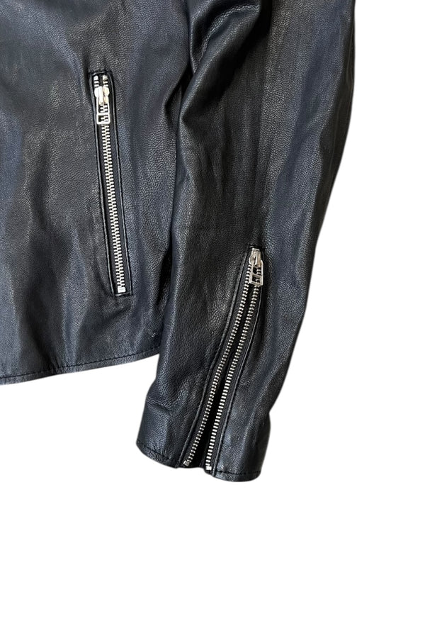LEATHER BIKER JACKET / BLACK [SIZE: S USED]