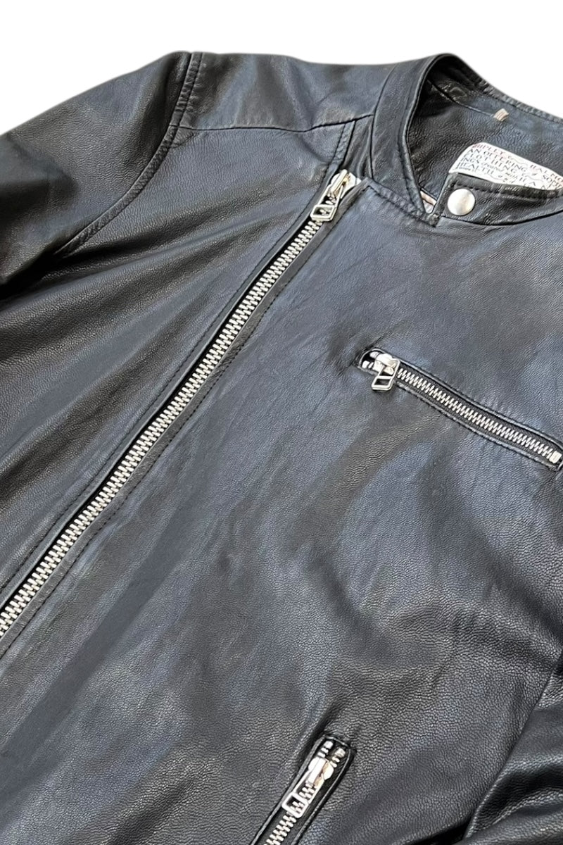 LEATHER BIKER JACKET / BLACK [SIZE: S USED]