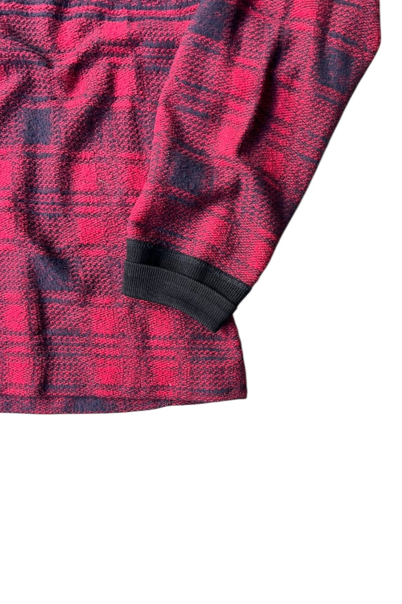 90'S L/S NORDIC HENRY NECK KNIT SWEATER / RED [SIZE: L USED]