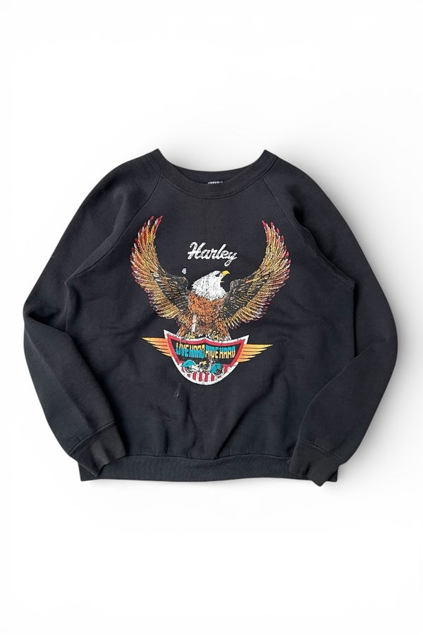 80'S HARLEY-DAVIDSON LIVE HARD RIDE HARD SWEATSHIRT / BLACK [SIZE: S USED]