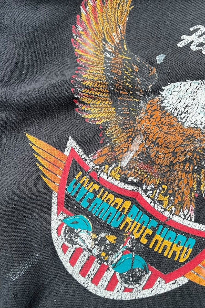 80'S HARLEY-DAVIDSON LIVE HARD RIDE HARD SWEATSHIRT / BLACK [SIZE: S USED]