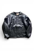 画像をギャラリービューアに読み込む, MADE IN USA 70'S NO COLLAR VEGAN LEATHER JACKET / BLACK [SIZE: XL USED]
