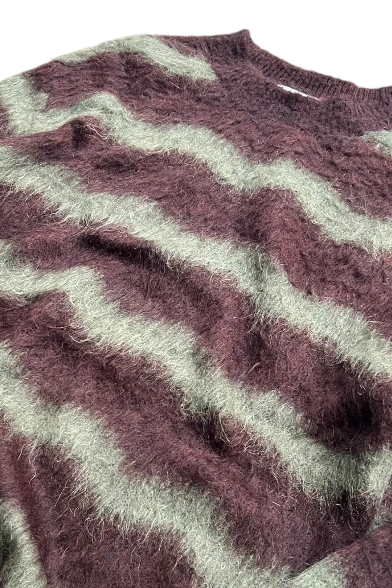 MOHAIR BORDER SWEATER / BROWN [SIZE: S USED]