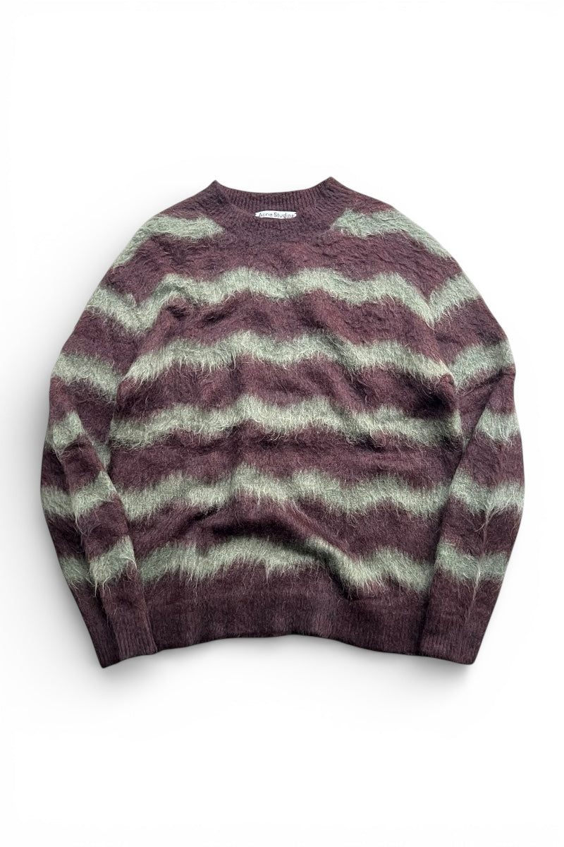 MOHAIR BORDER SWEATER / BROWN [SIZE: S USED]