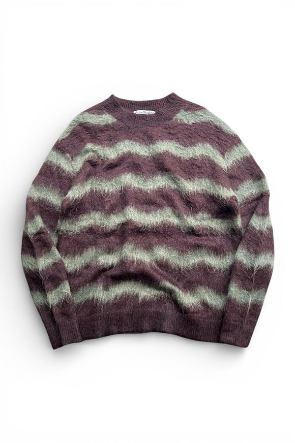 MOHAIR BORDER SWEATER / BROWN [SIZE: S USED]