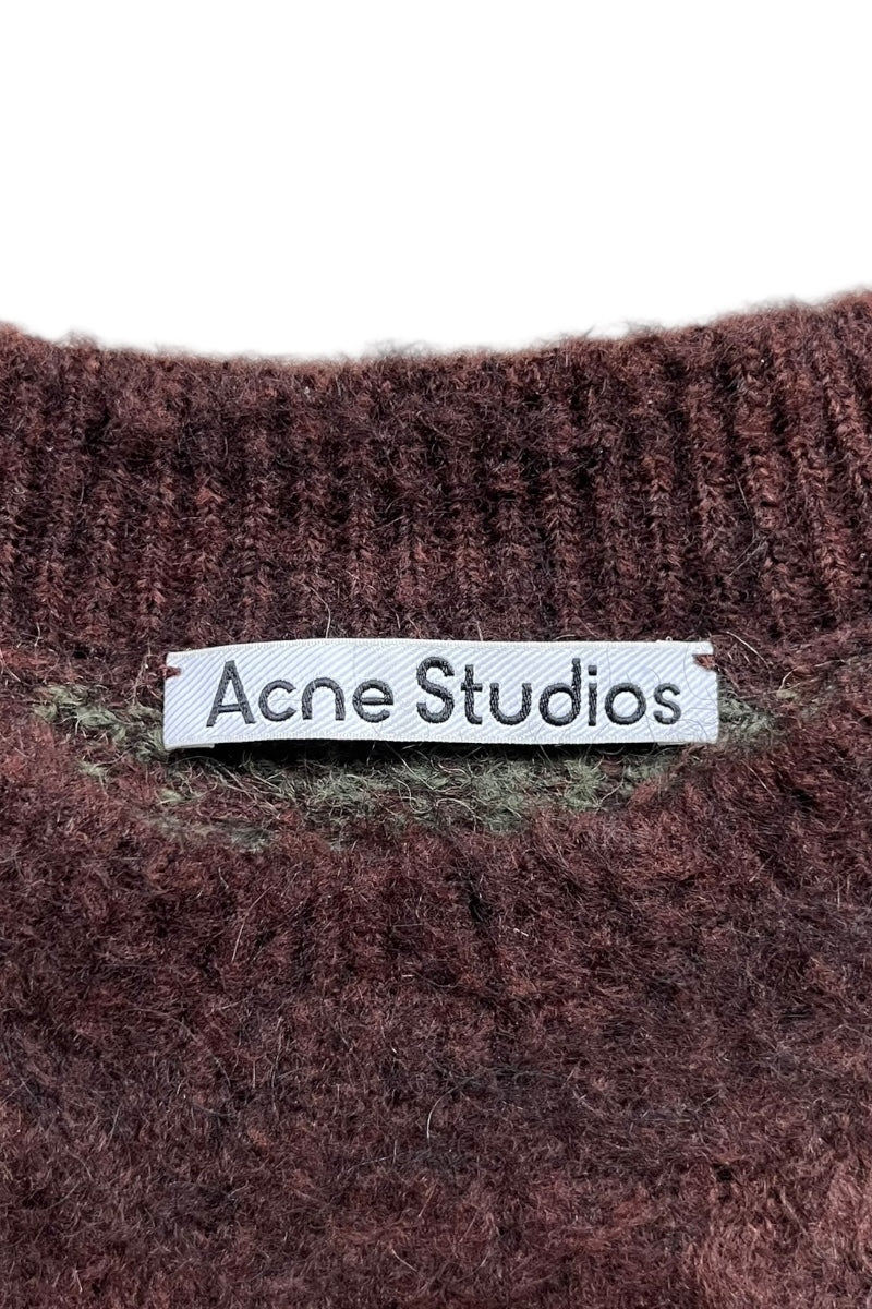 MOHAIR BORDER SWEATER / BROWN [SIZE: S USED]