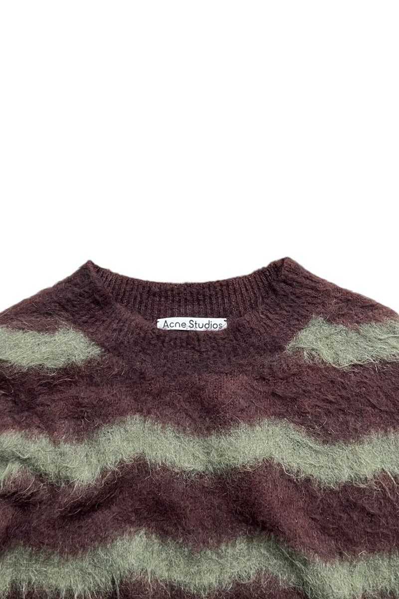 MOHAIR BORDER SWEATER / BROWN [SIZE: S USED]