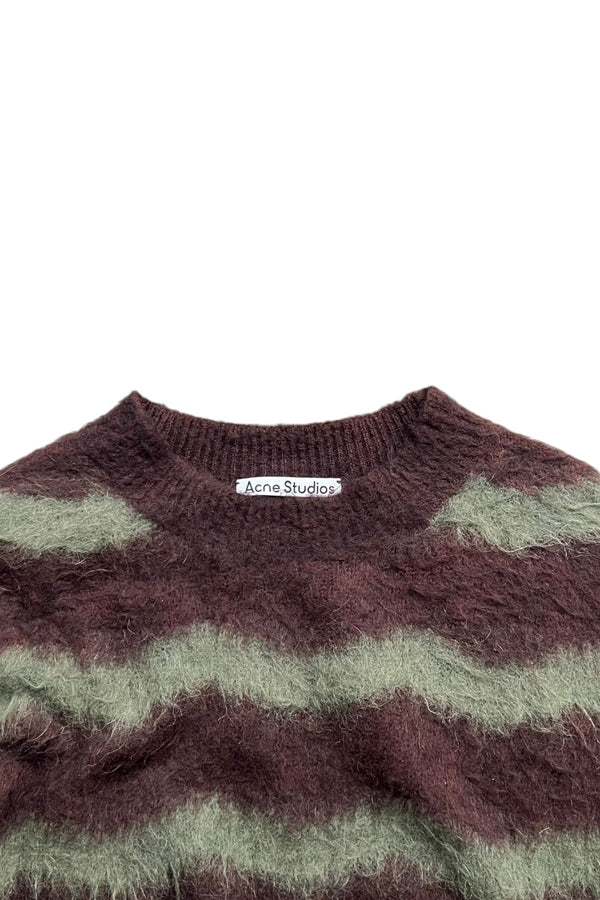 MOHAIR BORDER SWEATER / BROWN [SIZE: S USED]