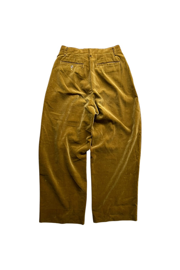 MADE IN JAPAN 80-90'S VELOUR SLACKS PANTS / YELLOW [SIZE: S USED]