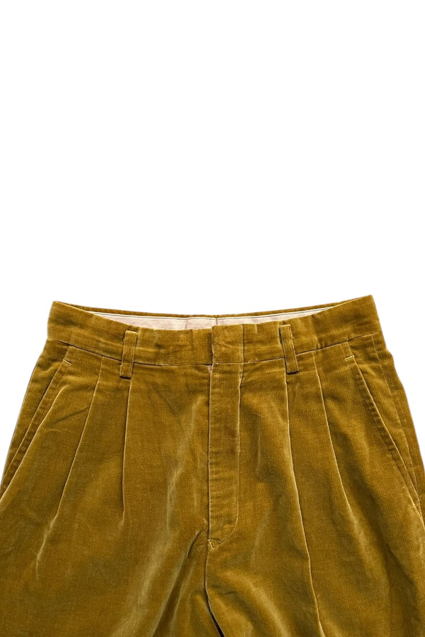 MADE IN JAPAN 80-90'S VELOUR SLACKS PANTS / YELLOW [SIZE: S USED]