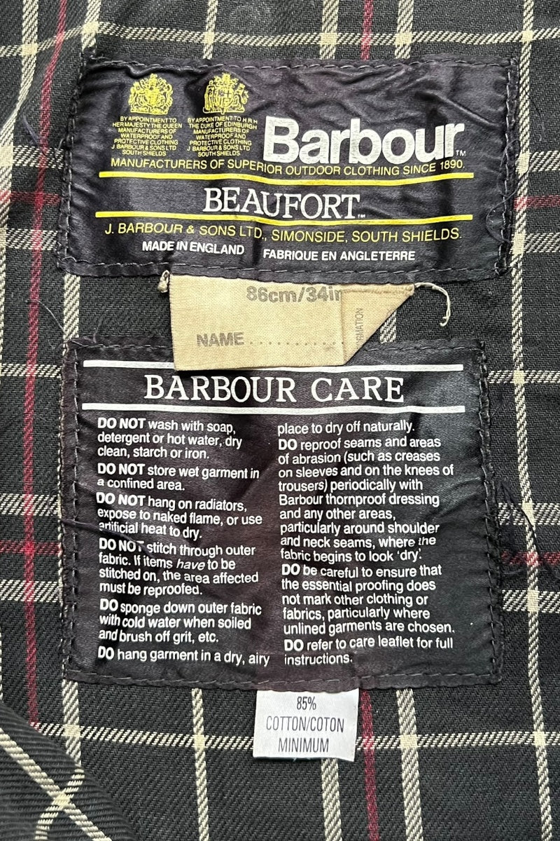 MADE IN ENGLAND 82-87'S 2 ROYAL WARRANT BEAUFORT OILED JACKET / KHAKI [SIZE: 34 USED]