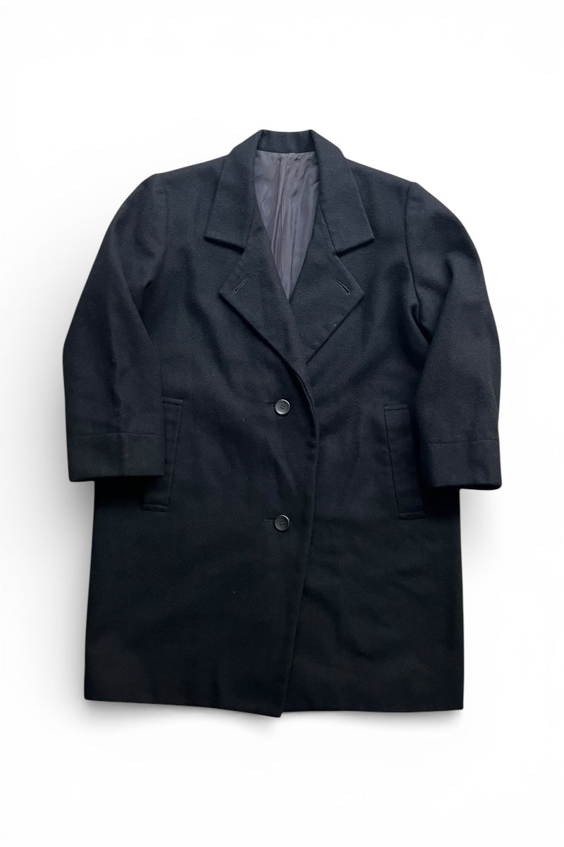 MADE IN JAPAN 80'S WOOL CHESTERFIELD COAT / BLACK [SIZE: S USED]